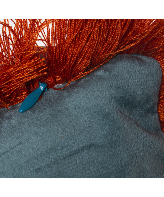 Cojín Flecos Terciopelo Naranja - Verde Agua