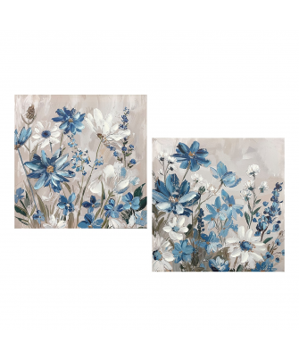 Set 2 Cuadros Flores Azules