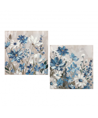 Set 2 Cuadros Flores Azules