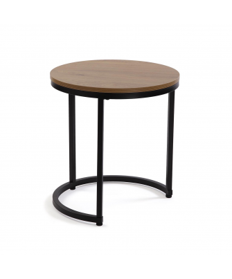 Set 2 Mesas Nido Auxiliar Negro / Madera