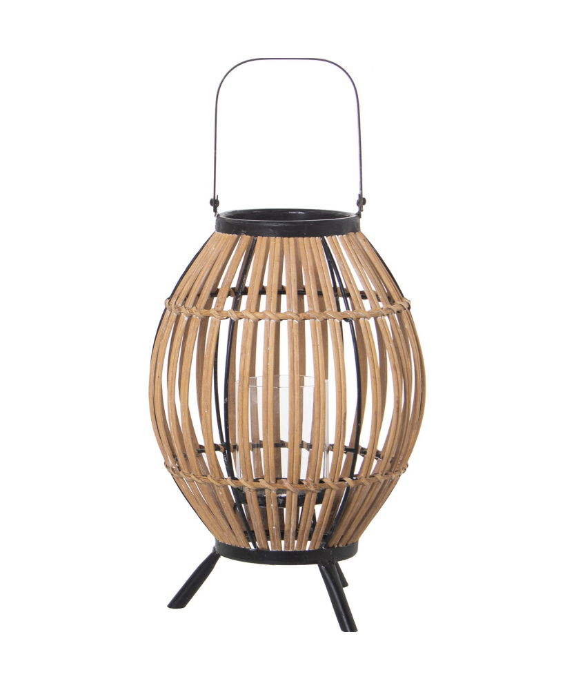 Farol Portavelas Mimbre C/ Asa