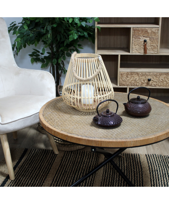 Mesa Centro Madera C/Borde Trenzado