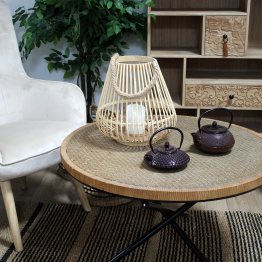 Mesa Centro Madera C/Borde Trenzado