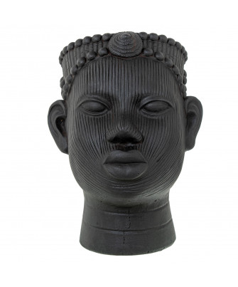 Macetero Cerámica Negra Rostro Africana