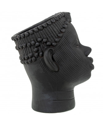 Macetero Cerámica Negra Rostro Africana