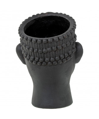 Macetero Cerámica Negra Rostro Africana