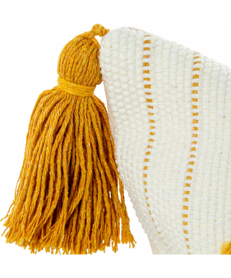 Cojín Crema/amarillo Algodón C/Borlas