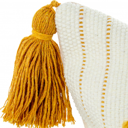 Cojín Crema/amarillo Algodón C/Borlas