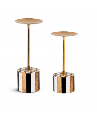 Set 2 Portavelas Metal/Madera Tricolor