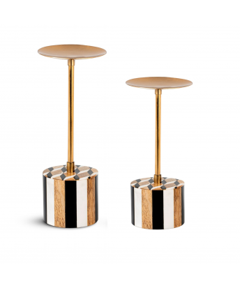 Set 2 Portavelas Metal/Madera Tricolor