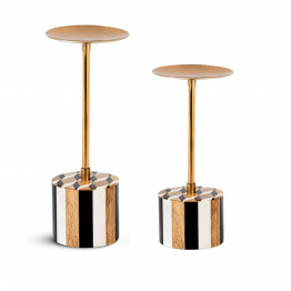 Set 2 Portavelas Metal/Madera Tricolor