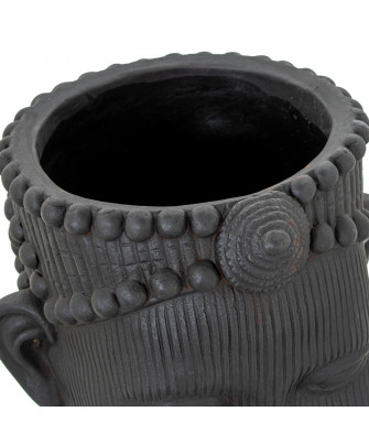 Macetero Cerámica Negra Rostro Africana