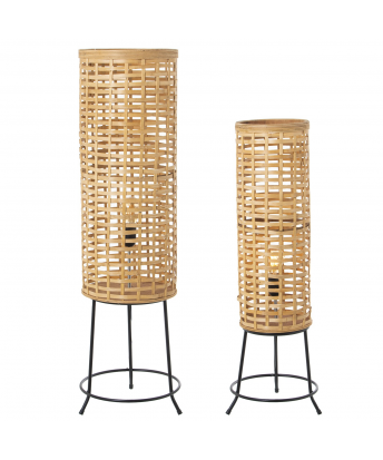 Set 2 Lamparas Suelo Bambu Natural