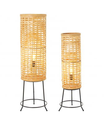 Set 2 Lamparas Suelo Bambu Natural