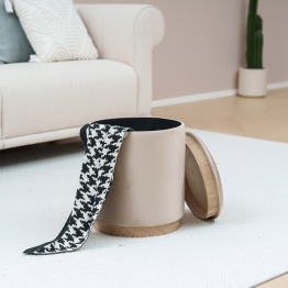 Puf Arcón/Bandeja Terciopelo Beige