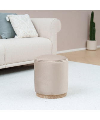 Puf Arcón/Bandeja Terciopelo Beige