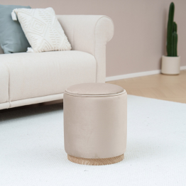 Puf Arcón/Bandeja Terciopelo Beige