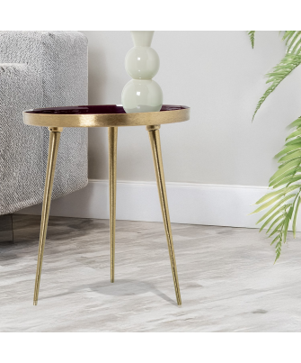 Mesa Metal Esmaltada Burdeos