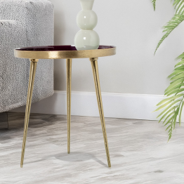 Mesa Metal Esmaltada Burdeos