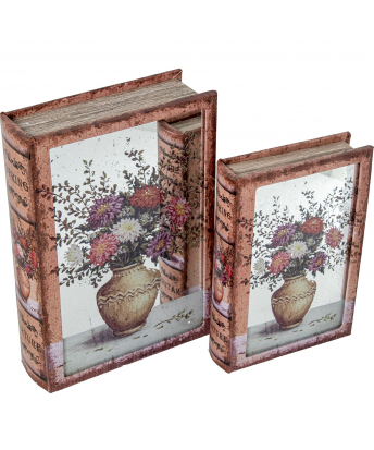 Set 2 Cajas Libro Madera / Espejo