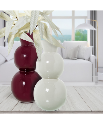 Jarrón Metal Esmaltado Blanco