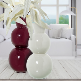 Jarrón Metal Esmaltado Blanco