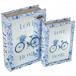 Set 2 Cajas Libro Madera /Espejo