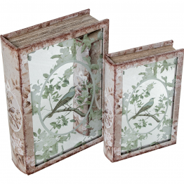 Set 2 Cajas Libro Madera / Espejo