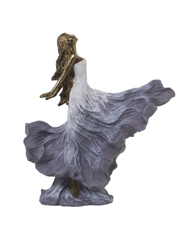 Figura Resina Dama Dorada/blanca 23x8x25cm
