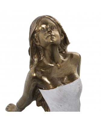 Figura Resina Dama Dorada/blanca 23x8x25cm