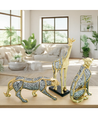 Figura Resina Guepardo Dorado 53x16x22cm