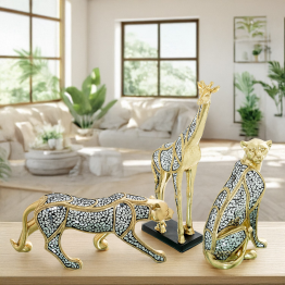 Figura Resina Guepardo Dorado 53x16x22cm