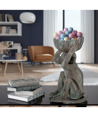 Figura Resina Chimpancé C/cuenco 29x28x49cm