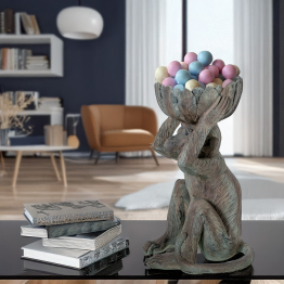 Figura Resina Chimpancé C/cuenco 29x28x49cm