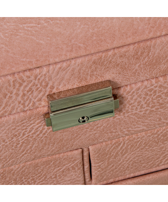 Joyero Polipiel C/cajones Y Espejo Rosa C/cierre 25x19x16cm