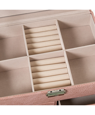 Joyero Polipiel C/cajones Y Espejo Rosa C/cierre 25x19x16cm