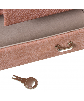 Joyero Polipiel C/cajones Y Espejo Rosa C/cierre 25x19x16cm