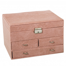 Joyero Polipiel C/cajones Y Espejo Rosa C/cierre 25x19x16cm