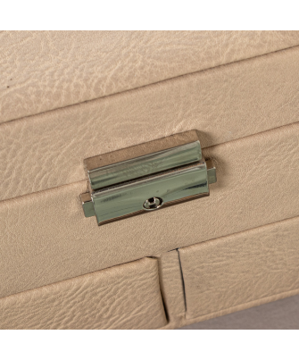 Joyero Polipiel C/cajones Y Espejo Beige C/cierre 25x19x16cm