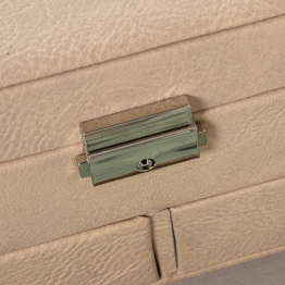 Joyero Polipiel C/cajones Y Espejo Beige C/cierre 25x19x16cm