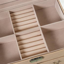 Joyero Polipiel C/cajones Y Espejo Beige C/cierre 25x19x16cm