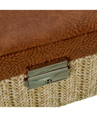 Joyero Polipiel/ratan C/espejo Marron C/cierre 30x20x9.5cm