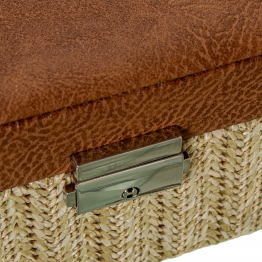 Joyero Polipiel/ratan C/espejo Marron C/cierre 30x20x9.5cm