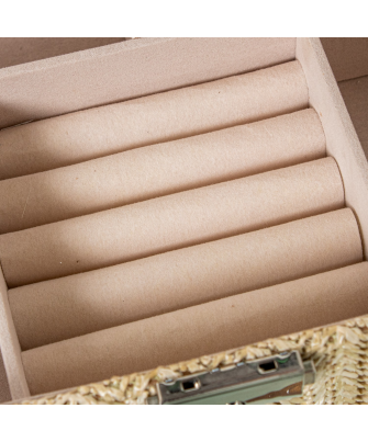 Joyero Polipiel/ratan C/espejo Marron C/cierre 30x20x9.5cm