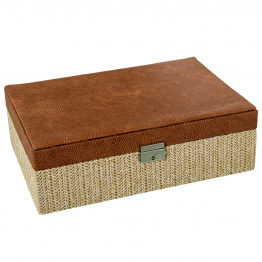 Joyero Polipiel/ratan C/espejo Marron C/cierre 30x20x9.5cm