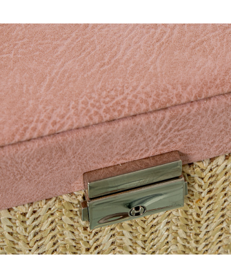 copia de Joyero Polipiel/ratan C/espejo Rosa C/cierre 30x20x9.5cm