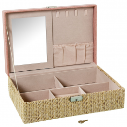 copia de Joyero Polipiel/ratan C/espejo Rosa C/cierre 30x20x9.5cm