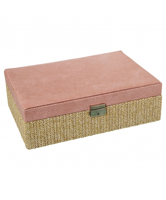 copia de Joyero Polipiel/ratan C/espejo Rosa C/cierre 30x20x9.5cm
