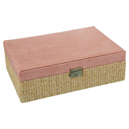 copia de Joyero Polipiel/ratan C/espejo Rosa C/cierre 30x20x9.5cm
