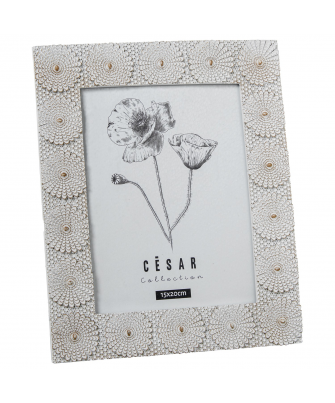 Portafotos Resina 15x20cm Blanco Ext:22,5x1,7x27,5cm